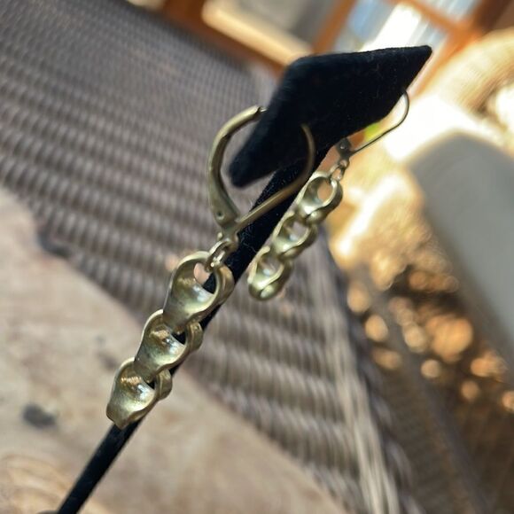 Vintage Brass Chain Link Earrings - Picture 2 of 4